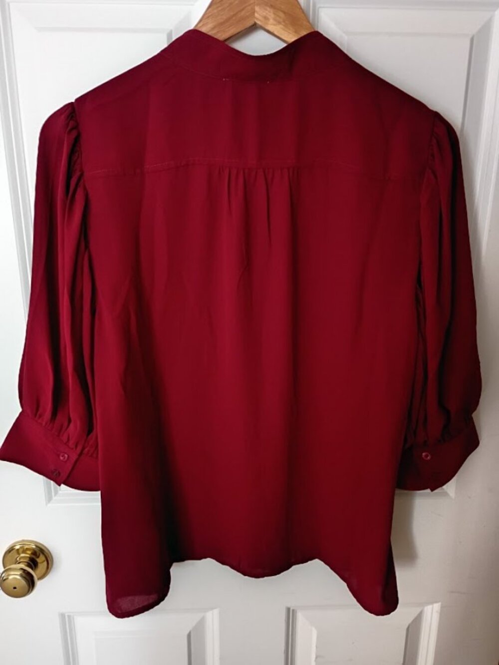 Burgundy CeCe short sleeve blouse - Picture 2 of 8